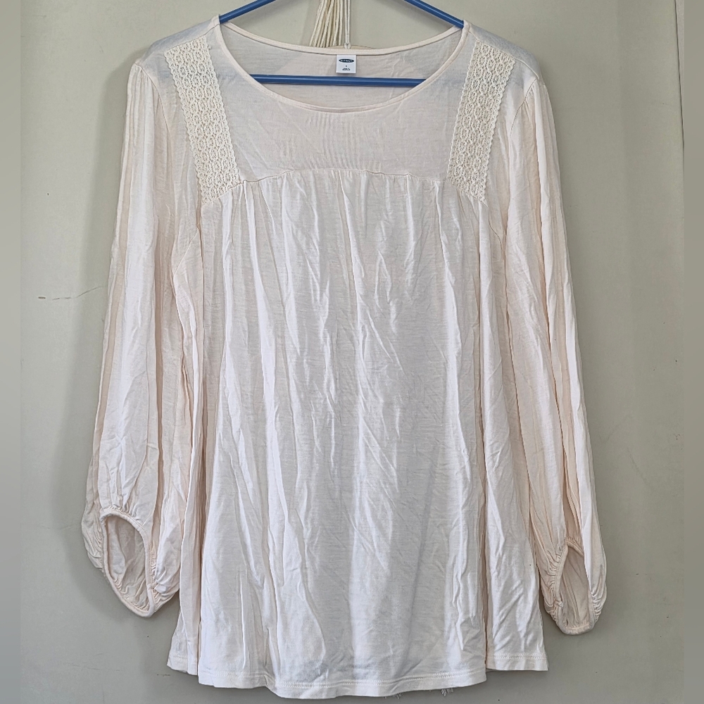 Old Navy Cream Lace Detail Blouse